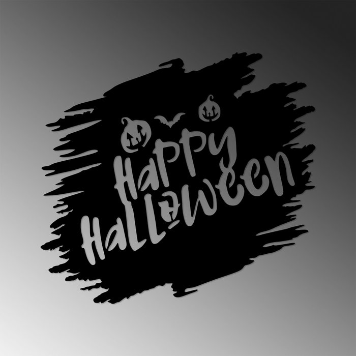 Wallity Happy Halloween - 447 Escultura de Pared de Metal Negra